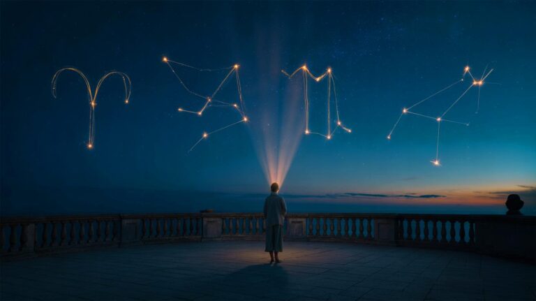 Illustration von vier Sternzeichen, die am 19. März 2026 inspirierende Einsichten erhalten