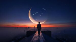 Illustration von dem Mond im Widder, der zu neuen Anfängen am 19. März 2026 inspiriert