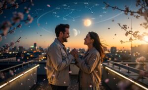 Illustration von Liebeshoroskop für den 21. März 2026 – Ein romantisches Abenteuer erwartet dich