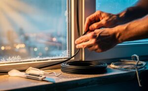 Illustration von der Erneuerung alter Fenstergummis für bessere Energieeffizienz und höheren Wohnkomfort